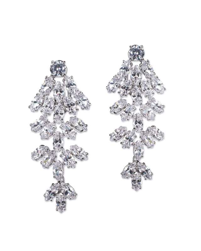 Cubic Zirconia Tiered Marquise Earrings